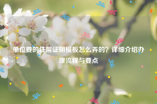 单位要的住院证明模板怎么弄的？详细介绍办理流程与要点