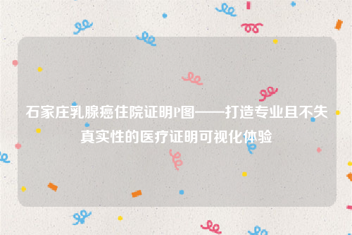 石家庄乳腺癌住院证明P图——打造专业且不失真实性的医疗证明可视化体验